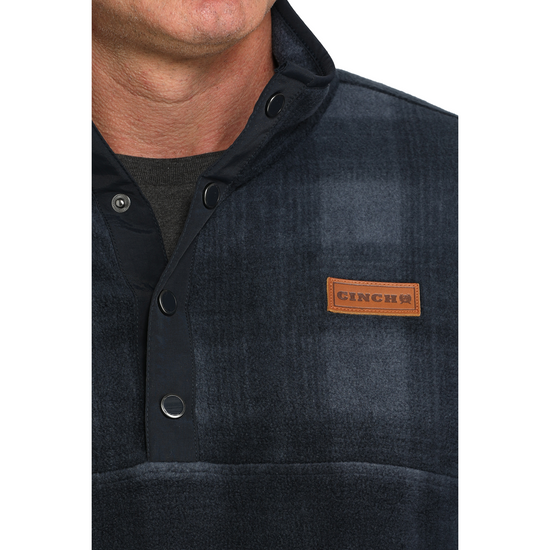 Cinch Men's Navy Checkered Polar Fleece Pullover MWK1514028