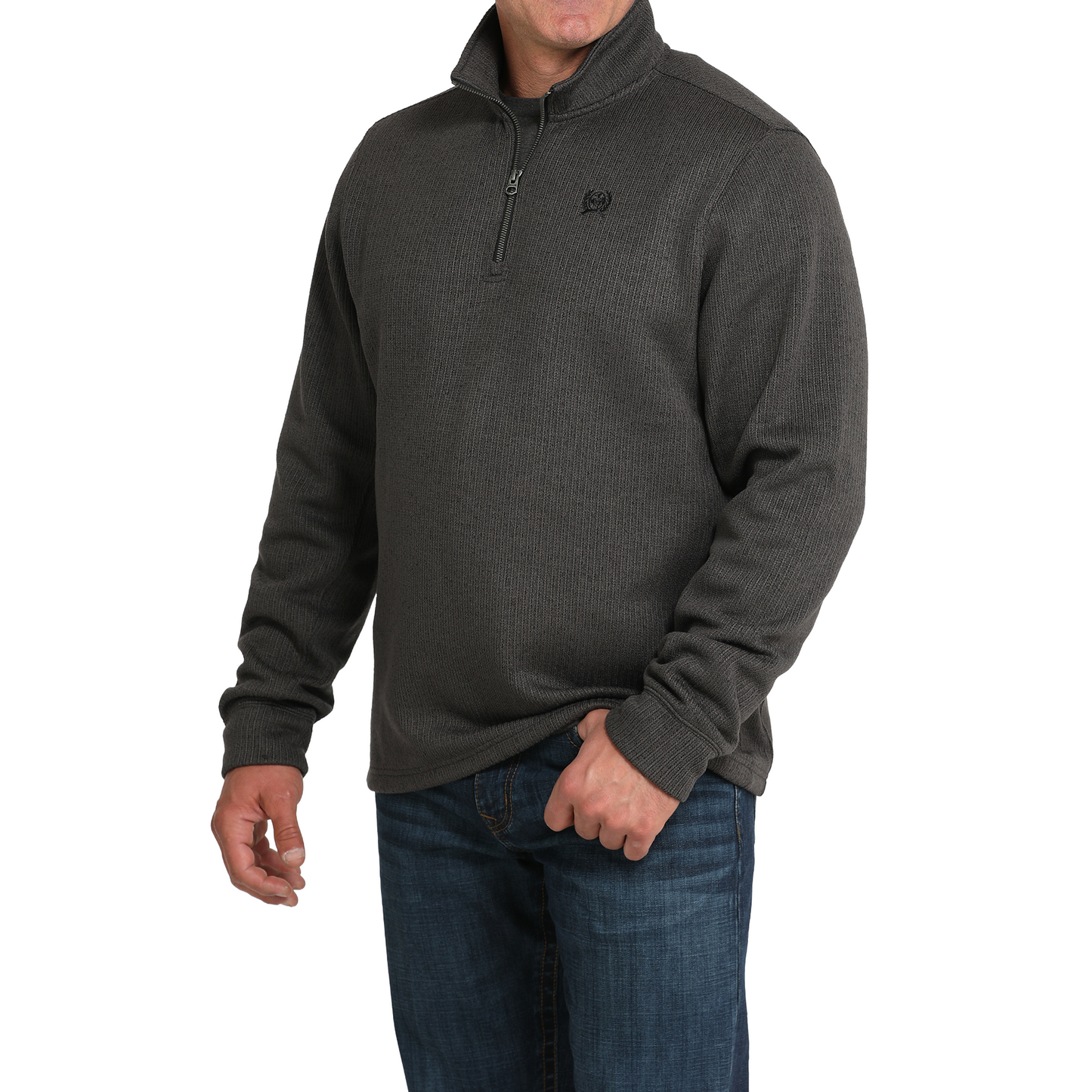 Cinch Men's Charcoal Grey Ribbed 1/4 Zip Pullover MWK1080020