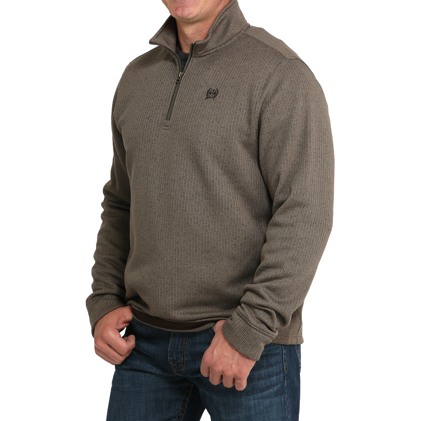 Cinch Men's Ribbed Brown Pullover Sweatshirt MWK1080017