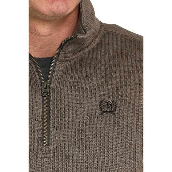 Cinch Men's Ribbed Brown Pullover Sweatshirt MWK1080017