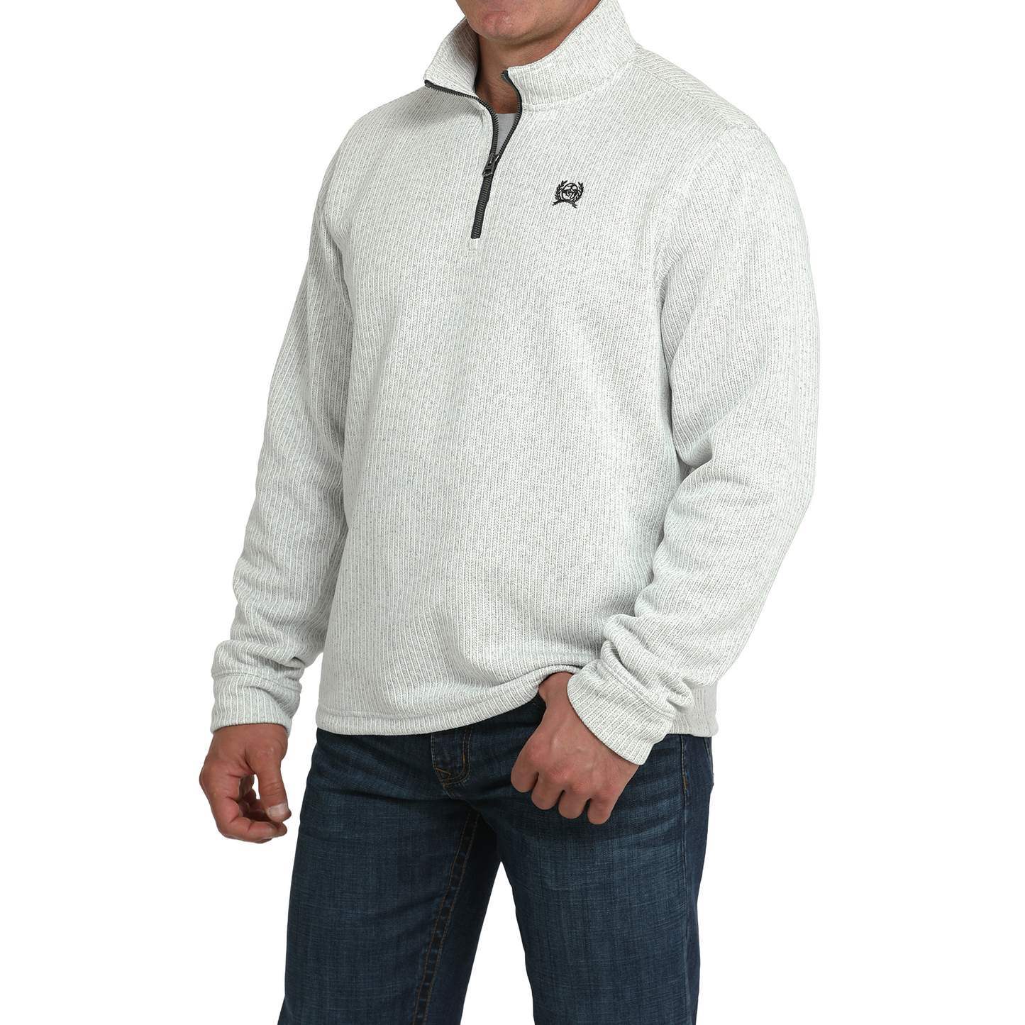 Cinch Men's Grey Ribbed Quarter Zip Pullover MWK1080018