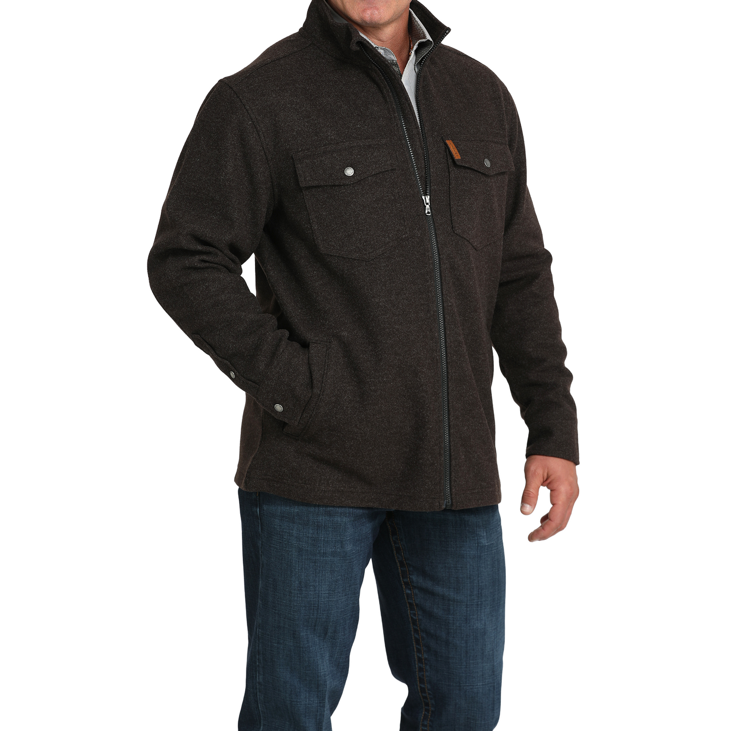 Cinch Men's Brown Full Zip Shacket MWJ1907004