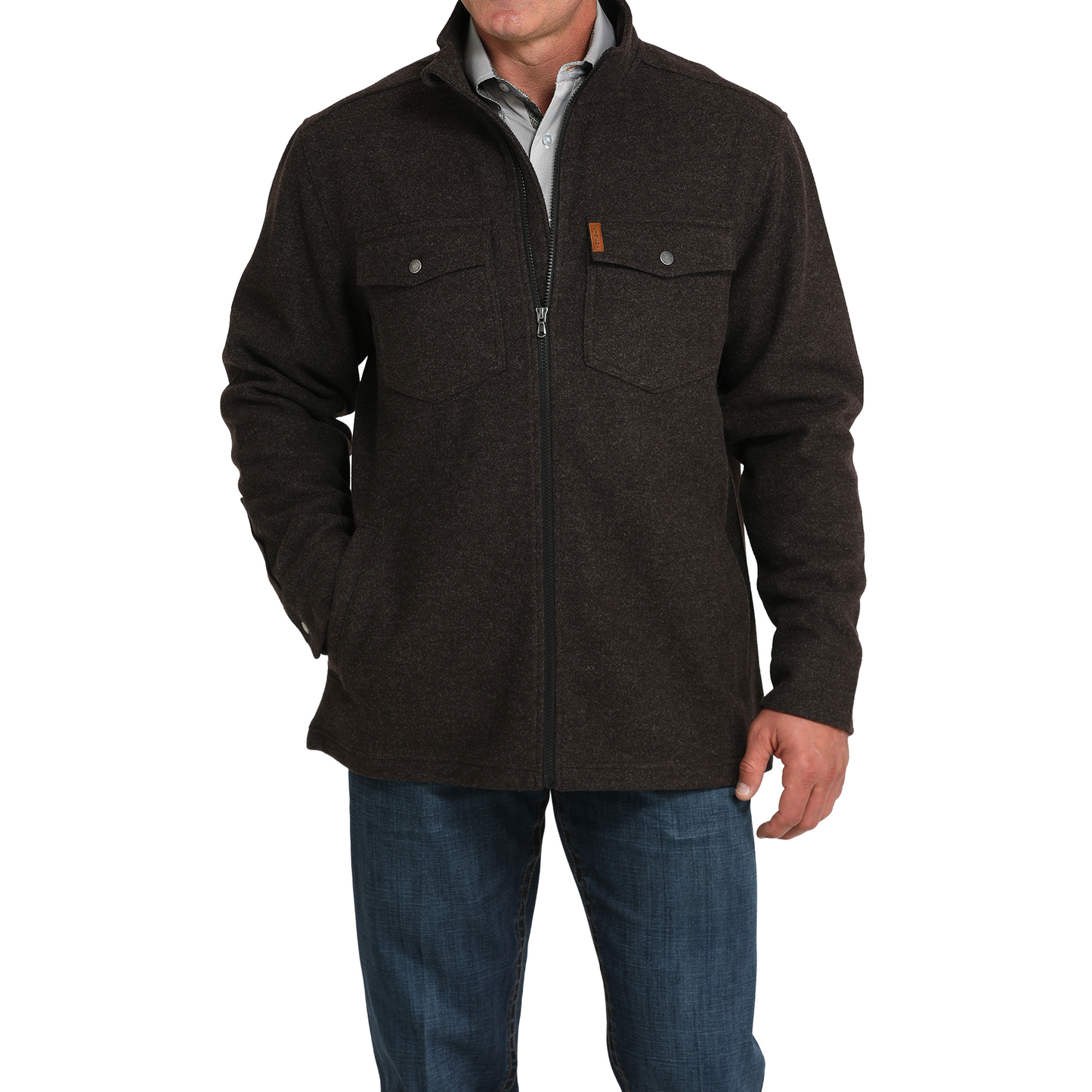 Cinch Men's Brown Full Zip Shacket MWJ1907004