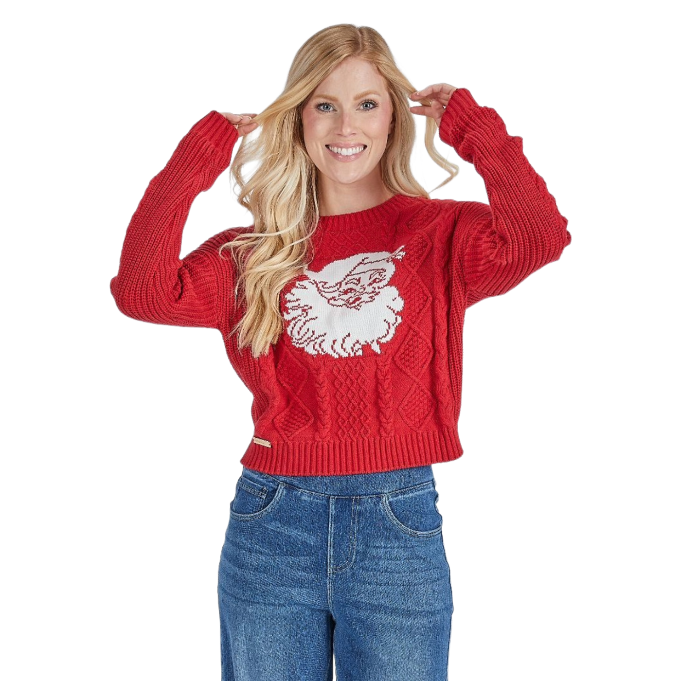 Simply Southern Ladies Elena Santa Red Knit Sweater 0225-SWTR-ELENA-SNT