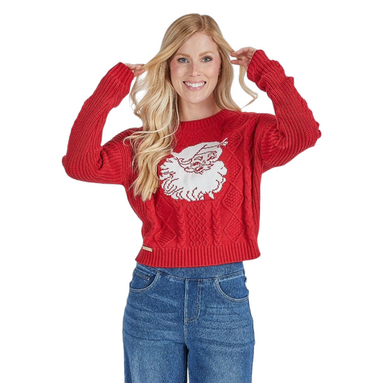 Simply Southern Ladies Elena Santa Red Knit Sweater 0225-SWTR-ELENA-SNT