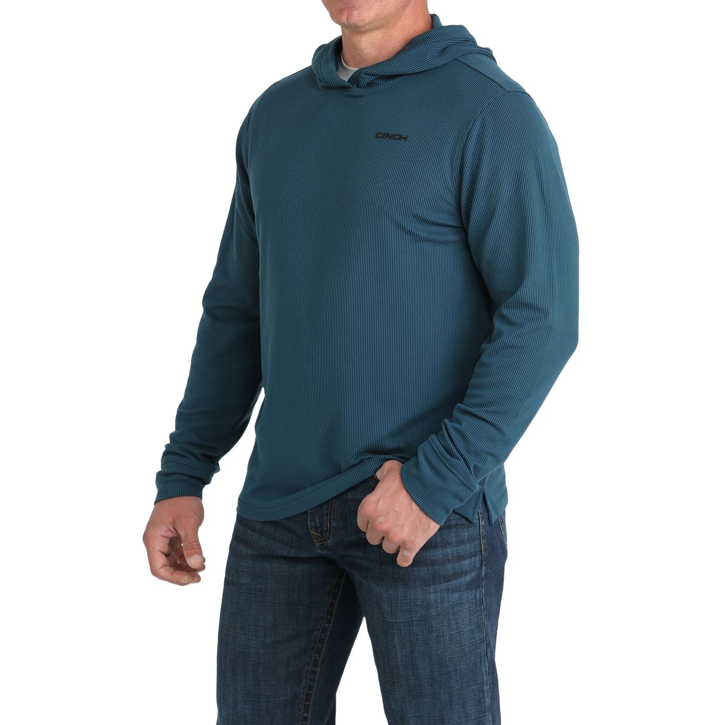 Cinch Men's Logo Blue Striped Hoodie MTK1671002