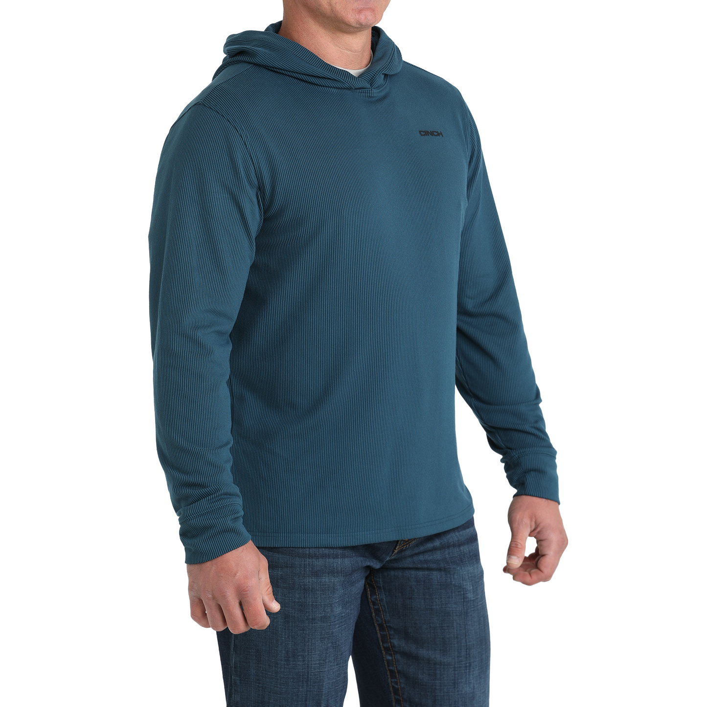 Cinch Men's Logo Blue Striped Hoodie MTK1671002