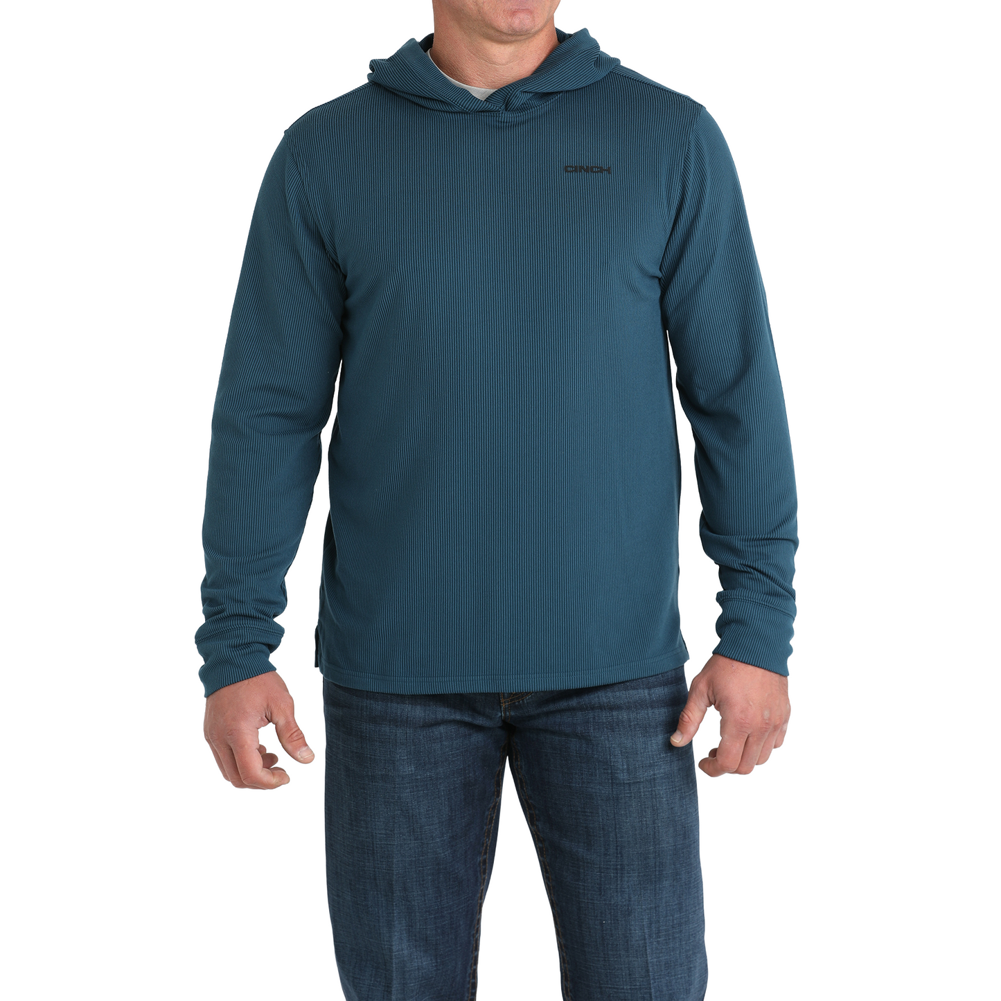 Cinch Men's Logo Blue Striped Hoodie MTK1671002