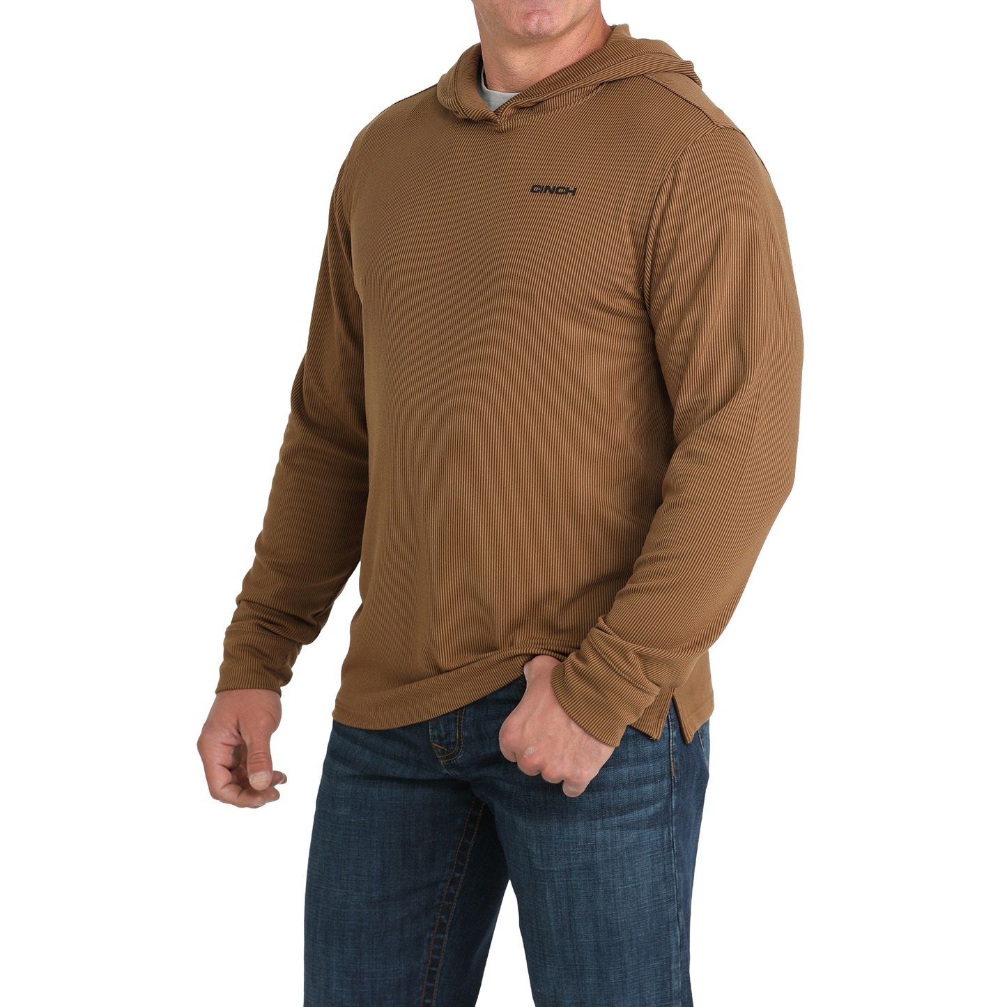 Cinch Men's Camel Brown Ribbed Hoodie MTK1671001