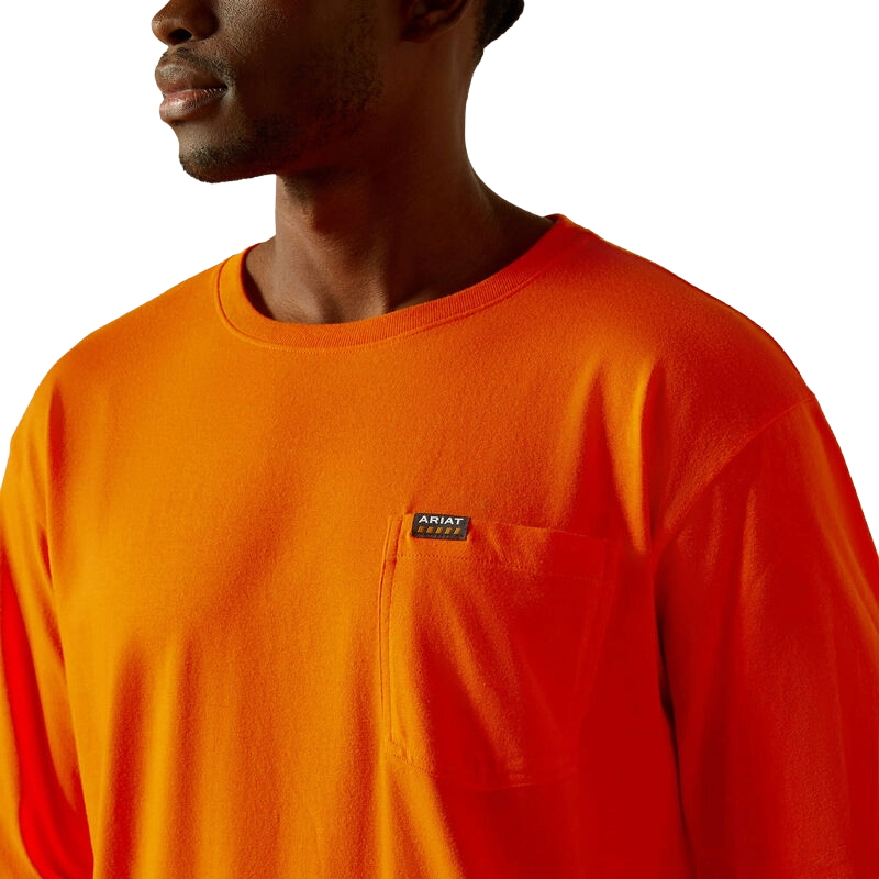 Ariat Men's Rebar Cotton Strong Standard Pocket Safety Orange T-Shirt 10062751