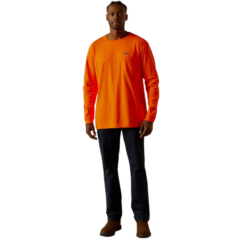 Ariat Men's Rebar Cotton Strong Standard Pocket Safety Orange T-Shirt 10062751