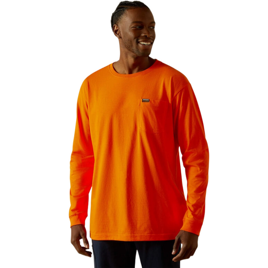 Ariat Men's Rebar Cotton Strong Standard Pocket Safety Orange T-Shirt 10062751