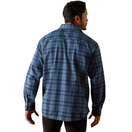 Ariat Men's Rebar Heavy Flannel Orion Blue Work Shirt 10062337