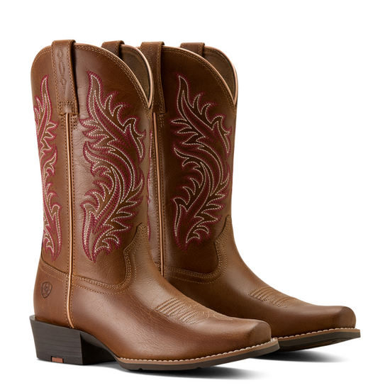 Ariat Ladies Round Up Narrow Cutter Toe Sorrel Crunch Western Boots 10064076