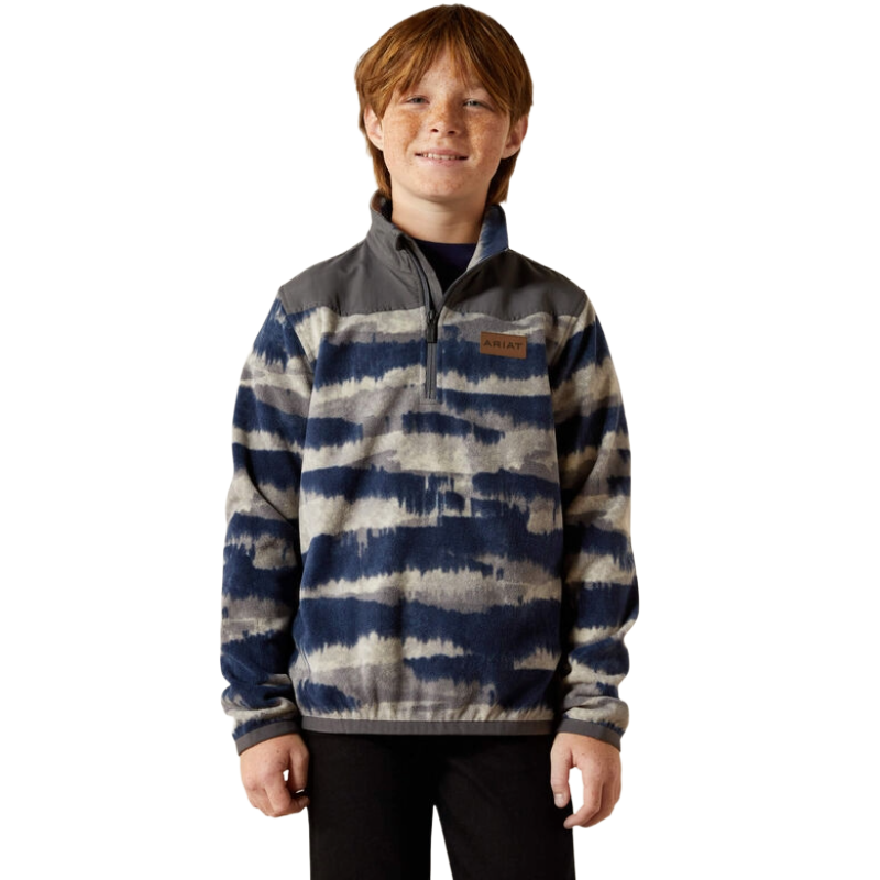 Ariat Youth Boy's Basis Dark Denim Southwest 1/4 Zip Sweatshirt 10062266