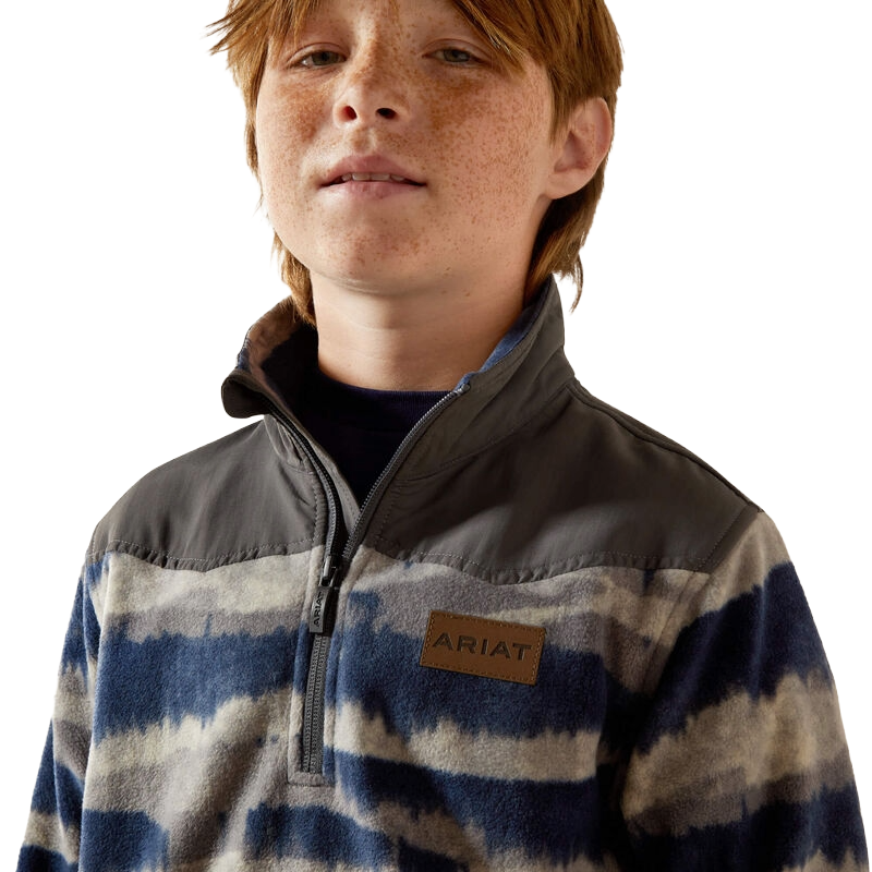 Ariat Youth Boy's Basis Dark Denim Southwest 1/4 Zip Sweatshirt 10062266