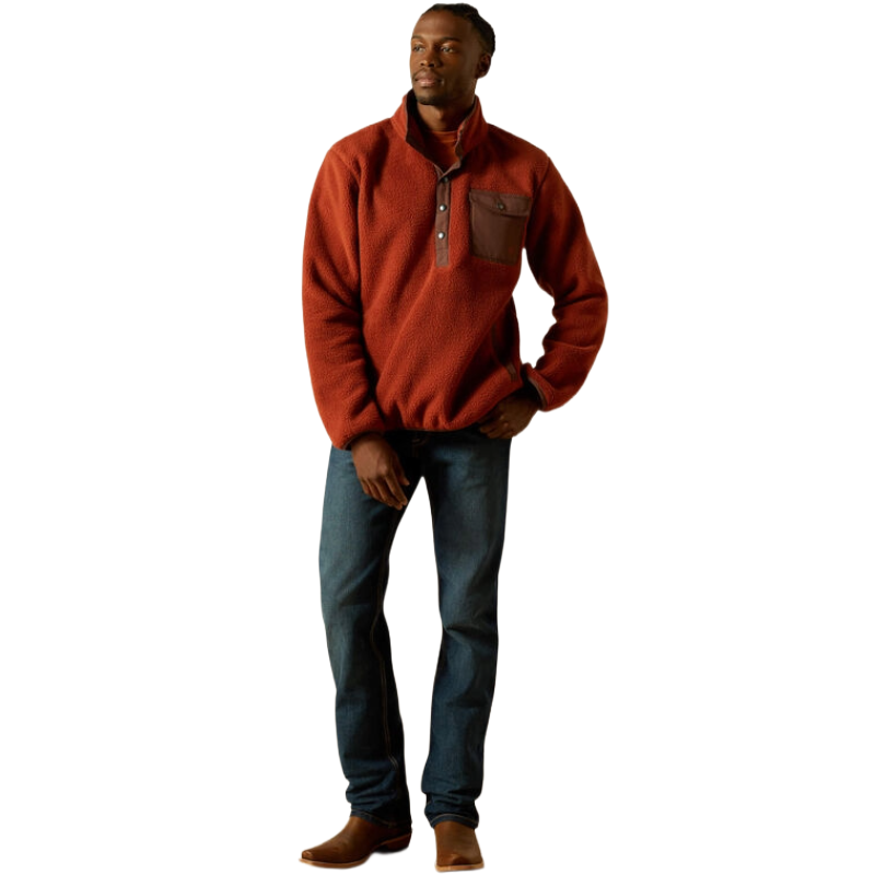 Ariat Men's Rust Red Polar Bear Mock Sweater Pullover 10062491