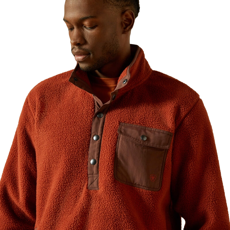 Ariat Men's Rust Red Polar Bear Mock Sweater Pullover 10062491