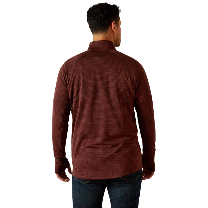 Ariat Men's Rebar Gridwork 1/4 Zip Chocolate Baselayer Shirt 10062609