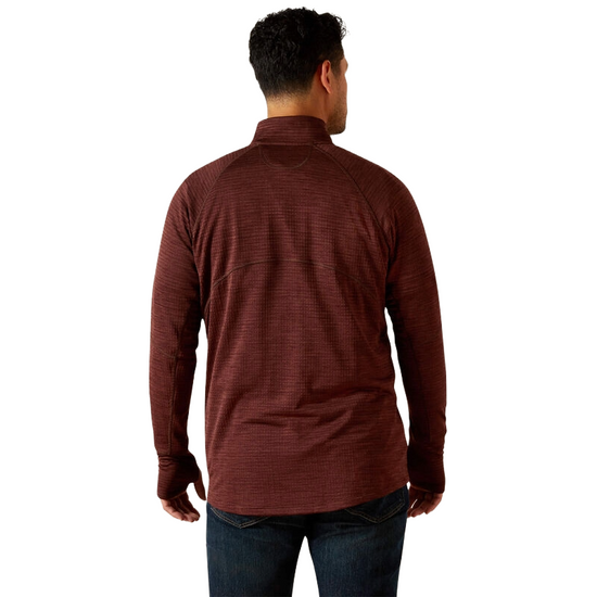 Ariat Men's Rebar Gridwork 1/4 Zip Chocolate Baselayer Shirt 10062609