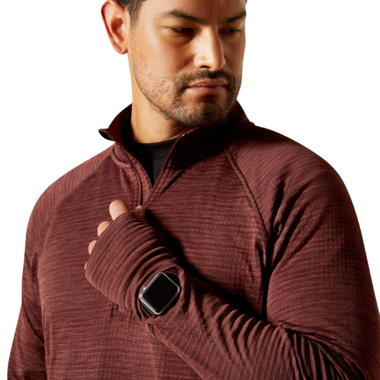 Ariat Men's Rebar Gridwork 1/4 Zip Chocolate Baselayer Shirt 10062609