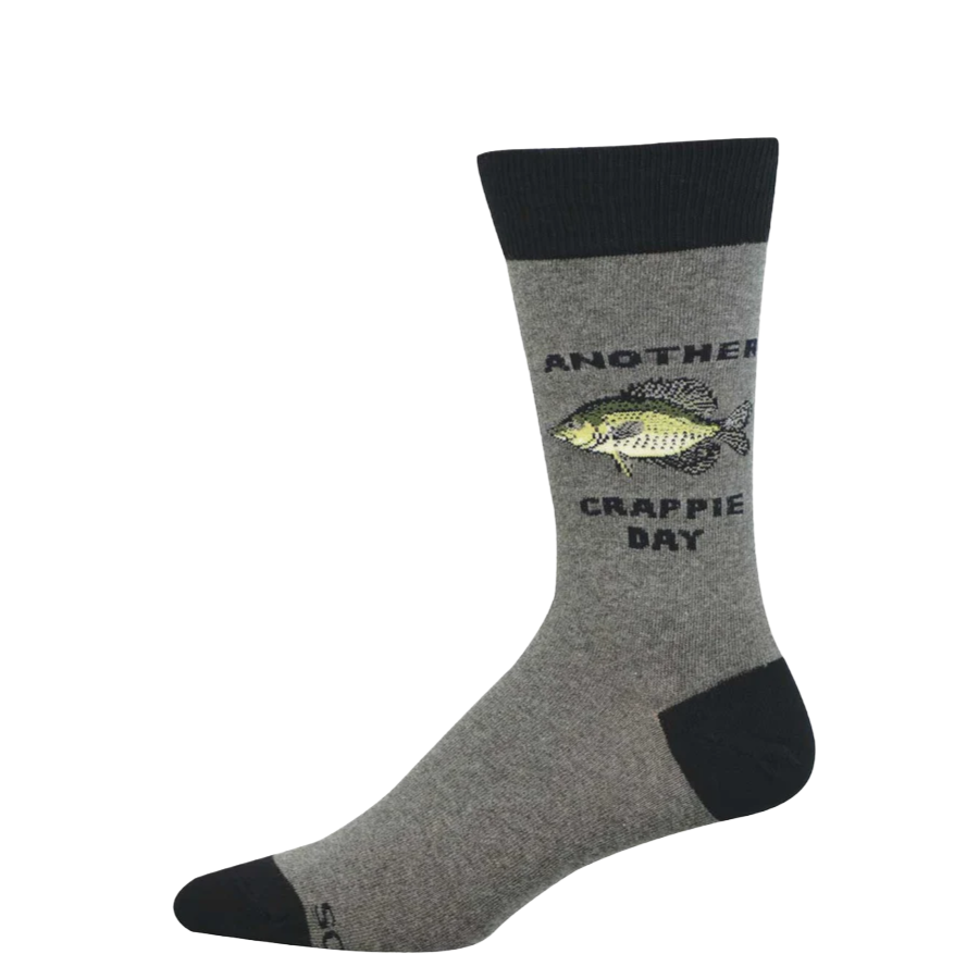 SockSmith Men's Crappie Day Charcoal Heather Crew Sock MNC3611-CHH