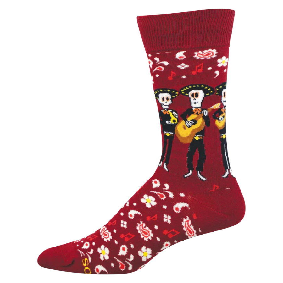 SockSmith Men's Muertos Mariachi Red Crew Socks MNC3586-RED