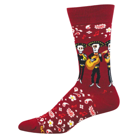 SockSmith Men's Muertos Mariachi Red Crew Socks MNC3586-RED