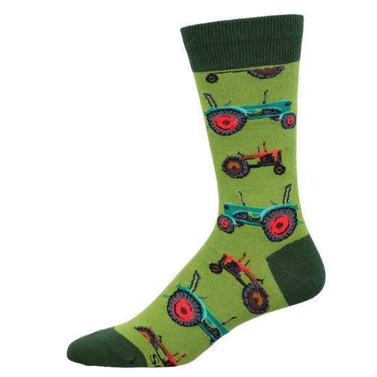 SockSmith Men's Green Tractors Crew Sock MNC2942-GEE