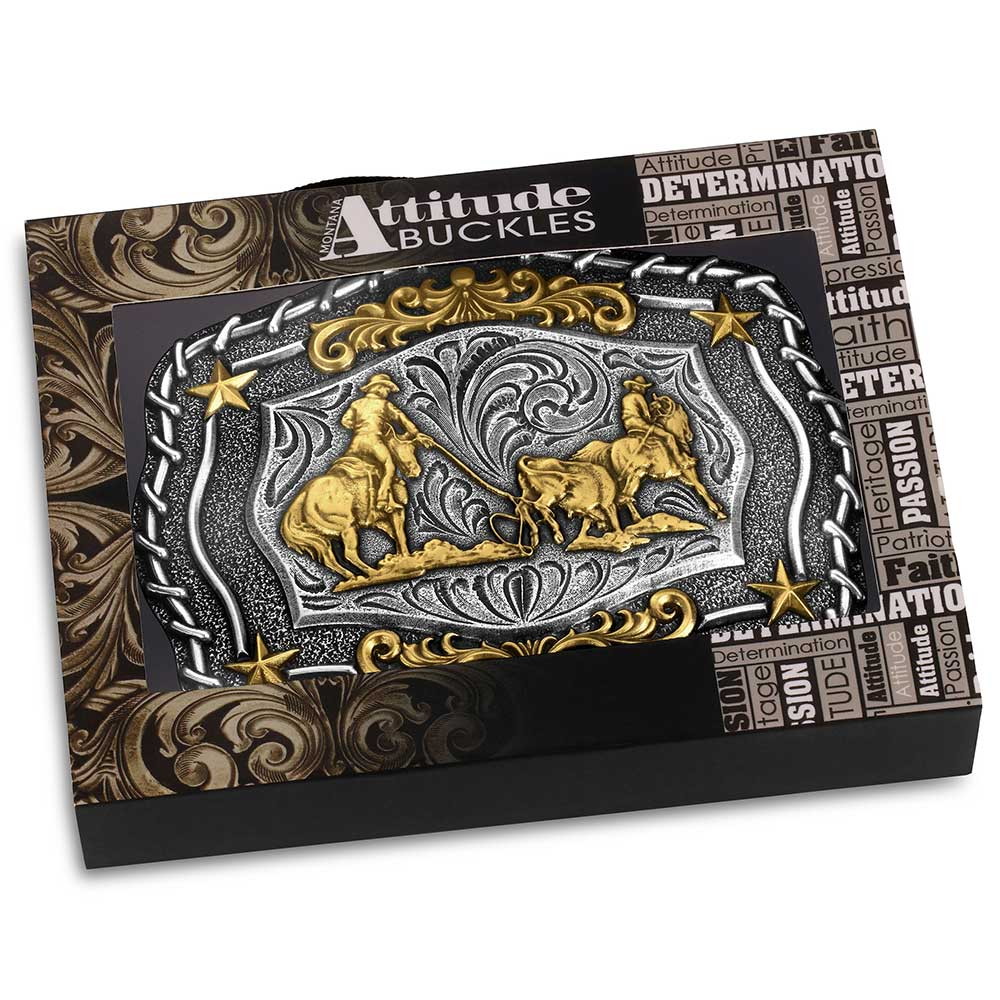 Montana Silversmiths The Roundup Team Roper Attitude Buckle A1061P