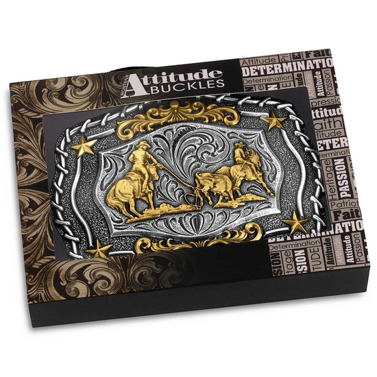 Montana Silversmiths The Roundup Team Roper Attitude Buckle A1061P
