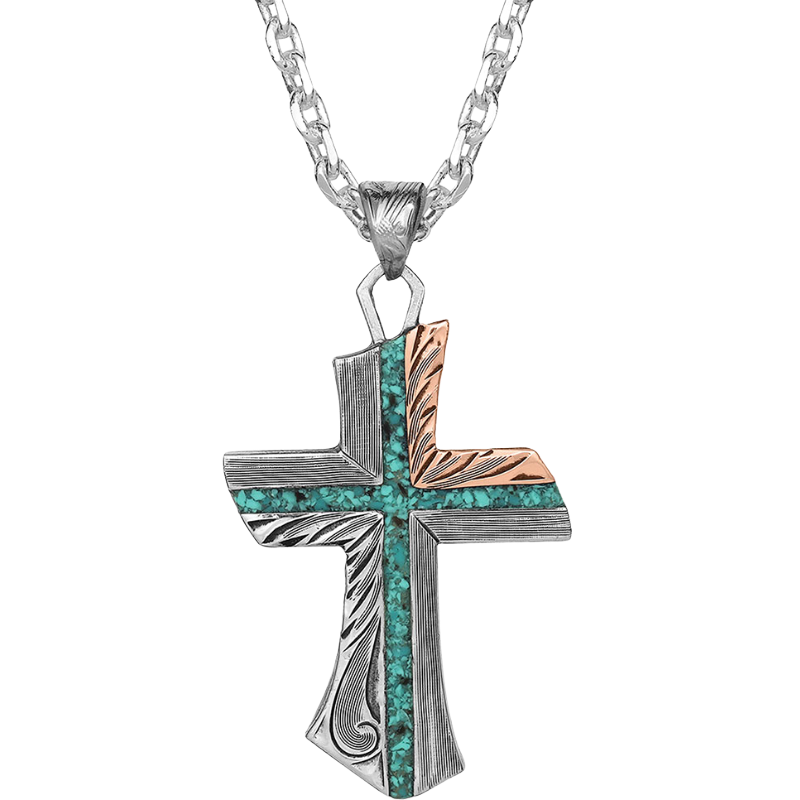 Montana Silversmiths Inner Light Turquoise Cross Necklace NC4779