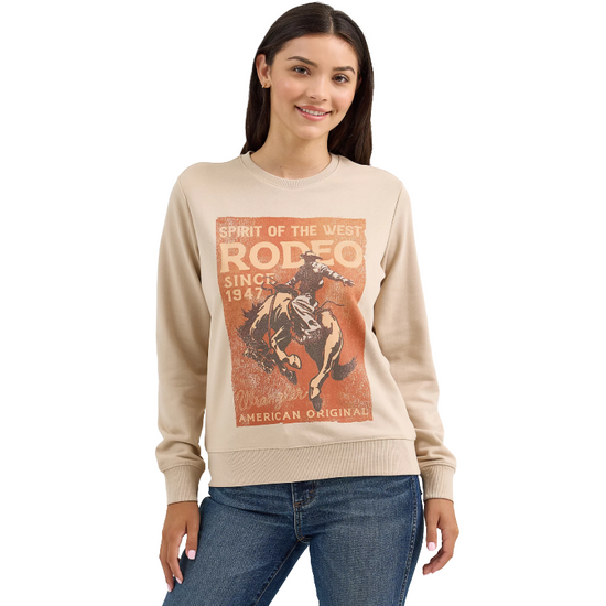 Wrangler Ladies Rodeo Graphic Cement Western Pullover 112365763
