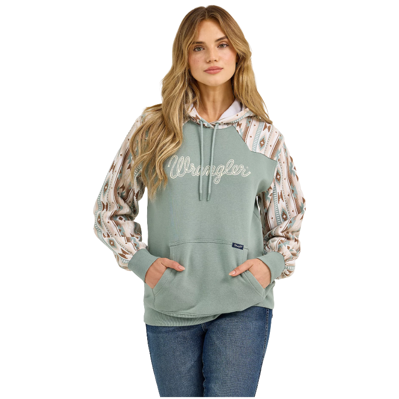 Wrangler Ladies Retro® Aztec Western Green Pullover Hoodie 112367330