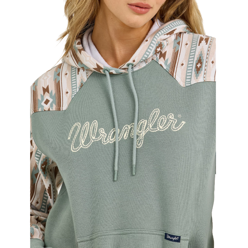 Wrangler Ladies Retro® Aztec Western Green Pullover Hoodie 112367330