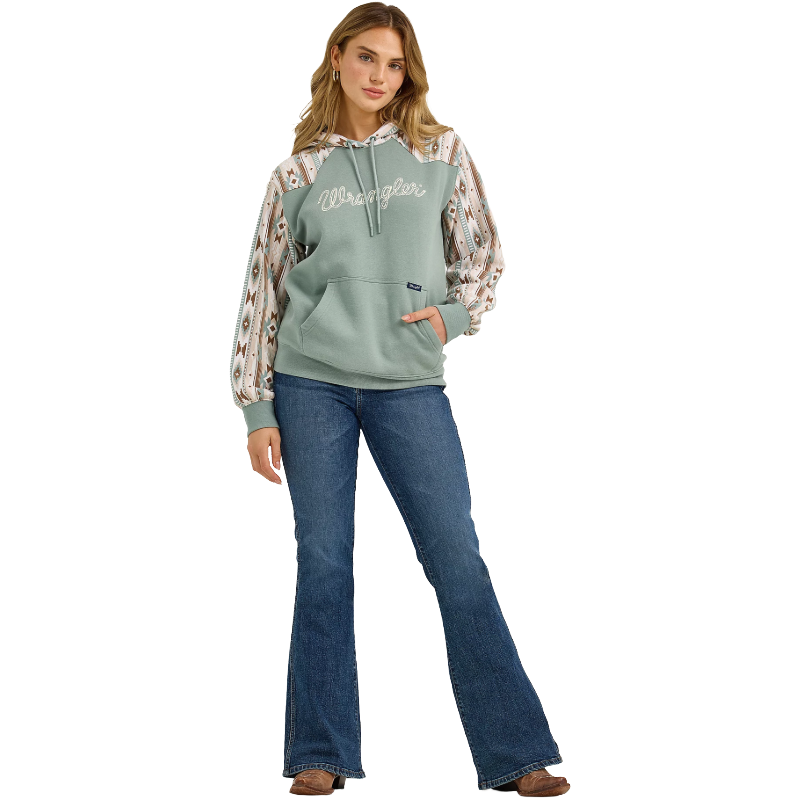 Wrangler Ladies Retro® Aztec Western Green Pullover Hoodie 112367330