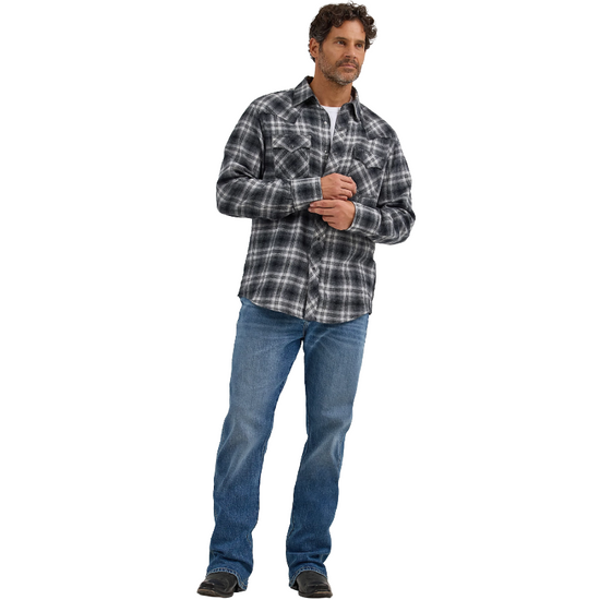 Wrangler Men's Retro® Charcoal Grey Flannel Button Down Shirt 112368071