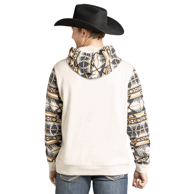 Rock & Roll Denim Men's Tan Aztec Printed Hoodie BM94T07301