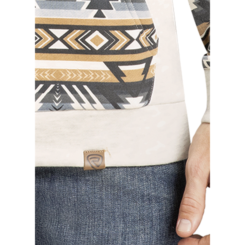 Rock & Roll Denim Men's Tan Aztec Printed Hoodie BM94T07301