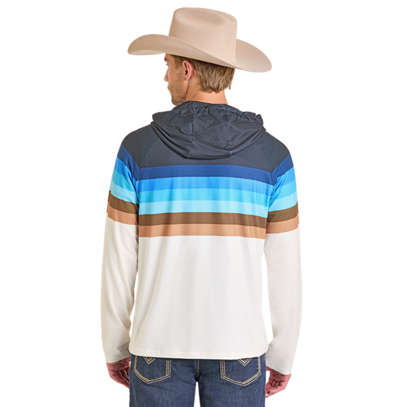 Rock & Roll Denim Men's Blue Border Performance Hoodie BM94T07292