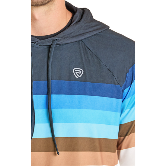 Rock & Roll Denim Men's Blue Border Performance Hoodie BM94T07292