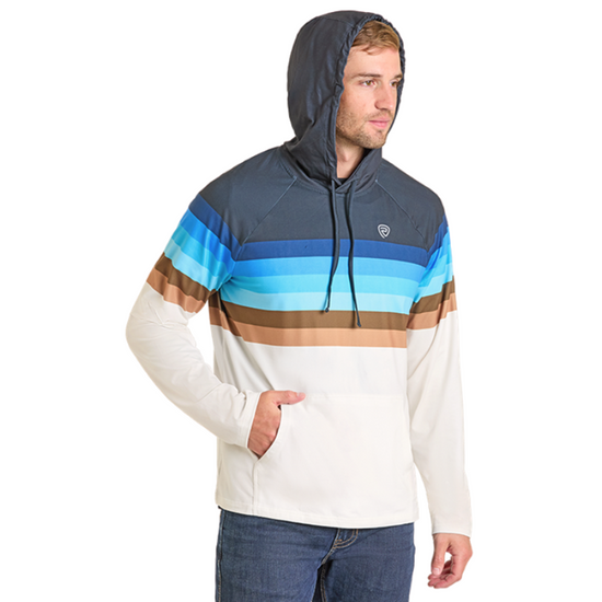 Rock & Roll Denim Men's Blue Border Performance Hoodie BM94T07292