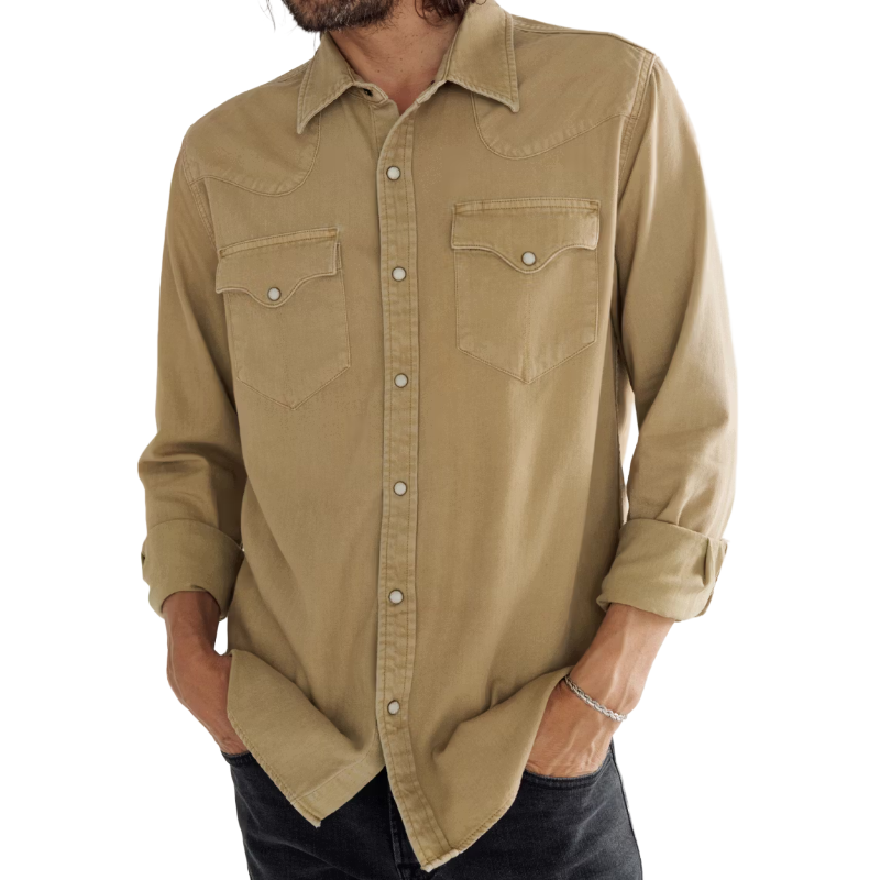Tecovas Men's Coriander Brown Denim Button Down Shirt 40400COR