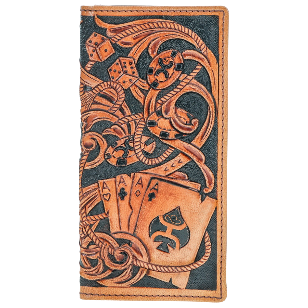 Hooey Men's Gambler Tan Playing Card Embossed Rodeo Wallet HW038-TNBR