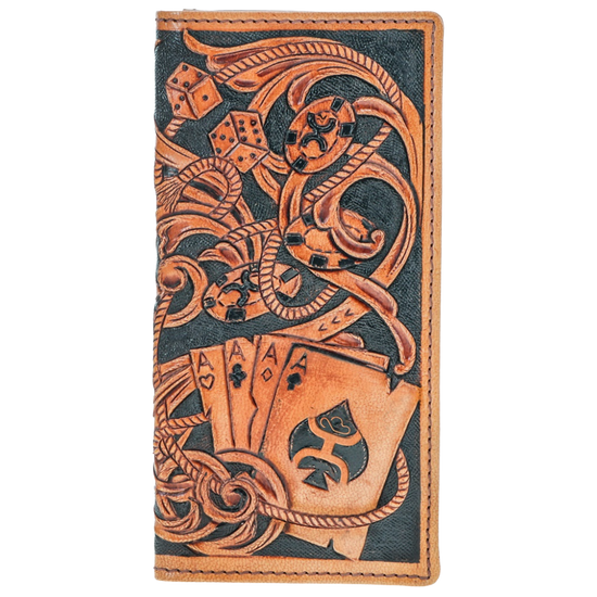 Hooey Men's Gambler Tan Playing Card Embossed Rodeo Wallet HW038-TNBR