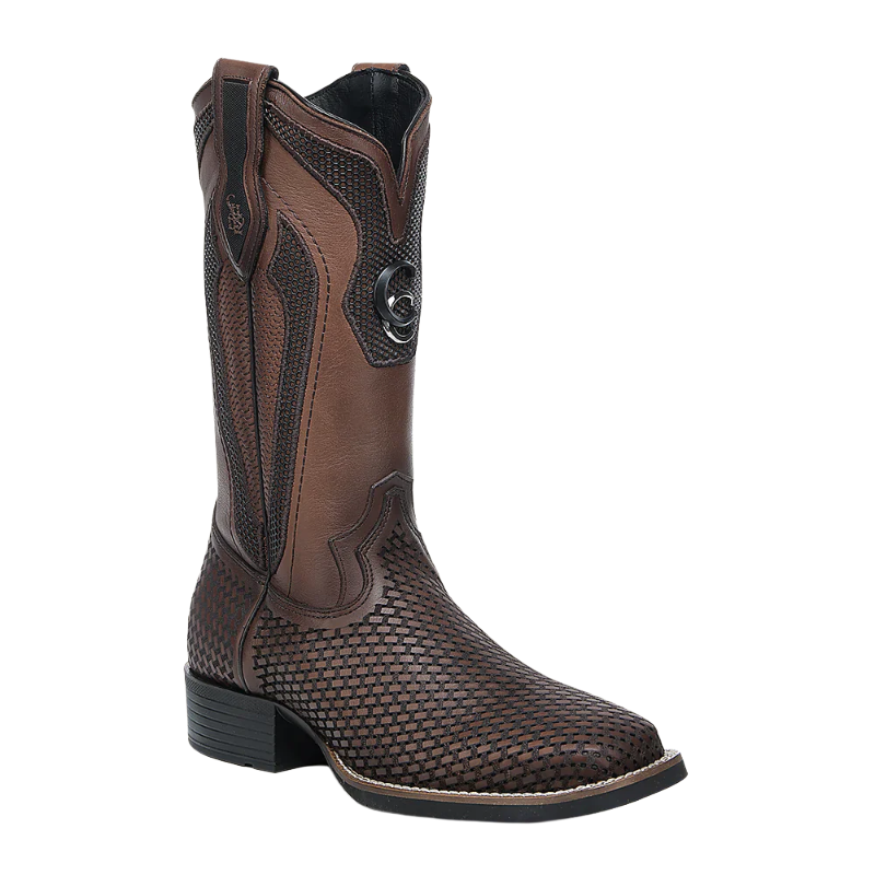 Cuadra Men's Honey Embroidery & Laser Square Toe Leather Boots CU984