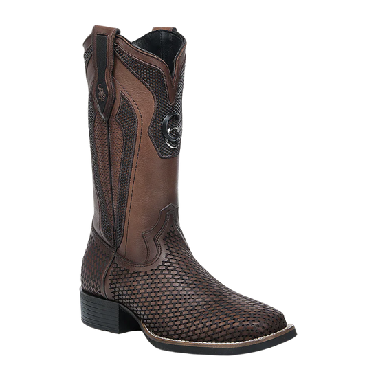 Cuadra Men's Honey Embroidery & Laser Square Toe Leather Boots CU984