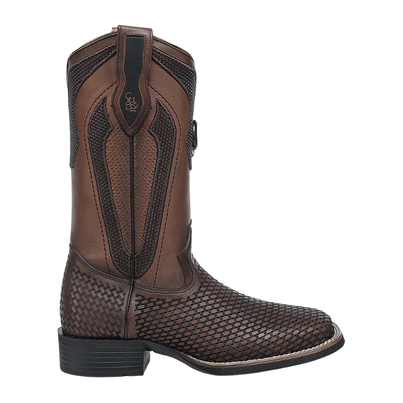 Cuadra Men's Honey Embroidery & Laser Square Toe Leather Boots CU984
