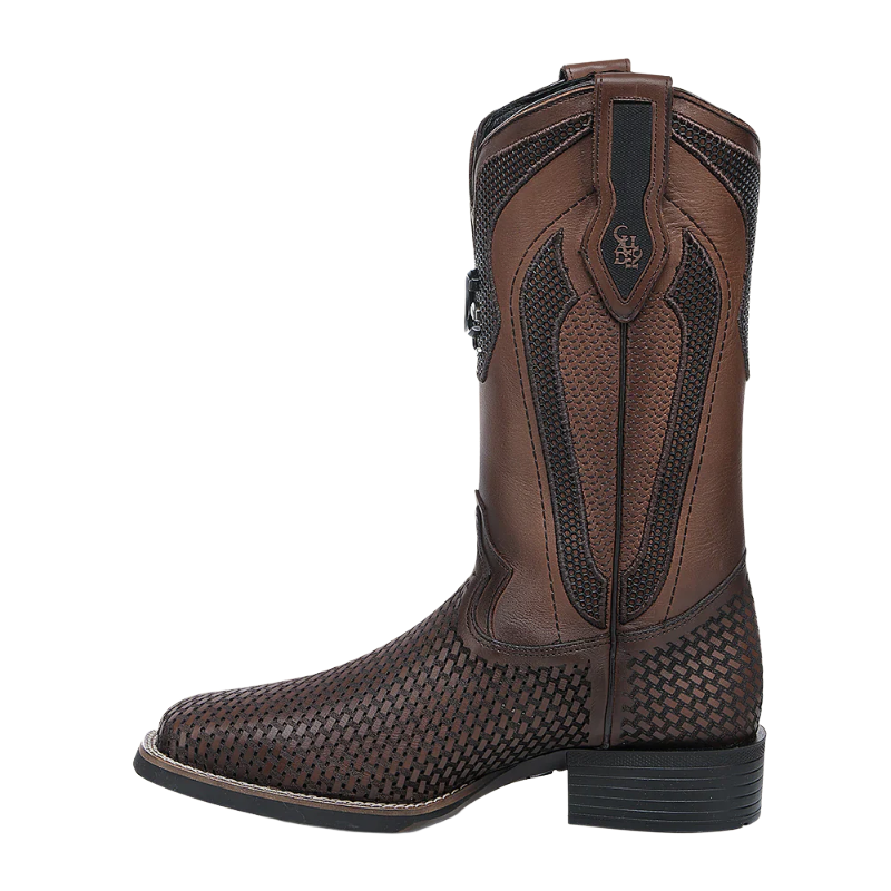 Cuadra Men's Honey Embroidery & Laser Square Toe Leather Boots CU984