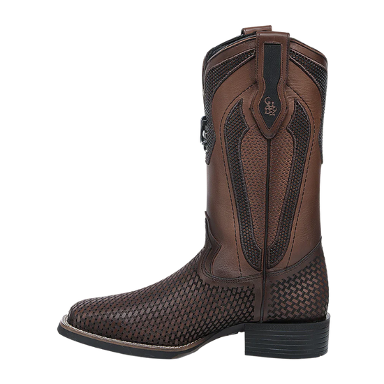 Cuadra Men's Honey Embroidery & Laser Square Toe Leather Boots CU984